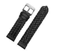 LQXHZ 20mm 22mm 24mm Genuine Leather Braided Watch Strap Men Women Universal Quick Release Cowhide Wrist Band Bracelet Accessories(Black silver buckle,22mm)