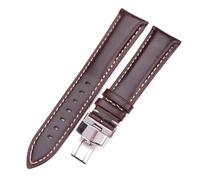 LQXHZ Black Dark Brown Vintage Smooth Watch Band 18 19 20 21 22 24mm Women Bracelet Strap With Silver Polished Deployment Clasp(Dark brown,20mm)