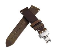 LQXHZ Cowhide Strap 18mm 20mm 22mm 24mm For Wrist Bracelet Seiko Vintage Leather Watch Band Butterfly Buckle(4-Brown-S,22mm)