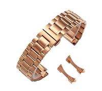 LQXHZ Curved End Stainless Steel Watch Band 12-24mm Butterfly Clasp Solid Metal Bracelet Replacement(Rose Gold,18mm)