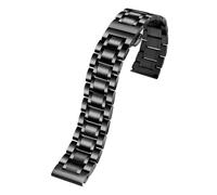 LQXHZ Curved Stainless Steel Watchband Bracelet 16mm 17mm 18mm 19mm 20mm 21mm 22mm 23mm 24mm For Men Watch Strap Fine(Black,22mm)