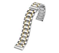 LQXHZ Curved Stainless Steel Watchband Bracelet 16mm 17mm 18mm 19mm 20mm 21mm 22mm 23mm 24mm For Men Watch Strap Fine(Silver-gold,22mm)