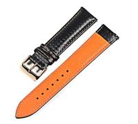 LQXHZ Genuine Leather Bracelet Carbonfiber Grain Watchband 18mm 20mm Red Orange Stitching Watch Band 22mm Strap(Orange line-RG,20mm)