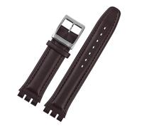 LQXHZ Genuine Leather Bracelet Compatible With Swatch YCS YAS YGS IRONY Cowhide Watch Band 17mm 19mm Wrist Strap Women Men Belt Accessories(Brown silver bucke,19mm)
