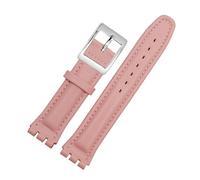 LQXHZ Genuine Leather Bracelet Compatible With Swatch YCS YAS YGS IRONY Cowhide Watch Band 17mm 19mm Wrist Strap Women Men Belt Accessories(Pink silver bucke,19mm)