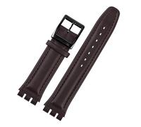 LQXHZ Genuine Leather Bracelet Compatible With Swatch YCS YAS YGS IRONY Cowhide Watch Band 17mm 19mm Wrist Strap Women Men Belt Accessories(Brown-black bucke,19mm)
