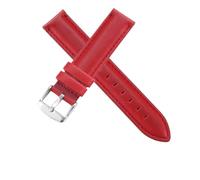LQXHZ Genuine Leather Watch Band 13mm 14mm 16mm 17mm 18mm 19mm 20mm Men Watchbands(Red -Silvery,19mm)