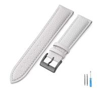 LQXHZ Genuine Leather Watch Band 16mm 18mm 20mm 22mm Watch Strap For Man Women Wrist Watchband(White-BK,18mm)