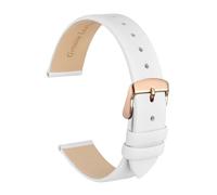 LQXHZ Genuine Leather Watch Band 8mm 10mm 12mm 14mm 16mm 18mm 20mm Bracelet For Ladies Stainless Steel Buckle Replacement Strap(White-Rose,18mm)