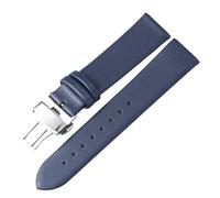 LQXHZ Genuine Leather Watch Band Bracelet Parts Accessories Soft And Slim Strap With Stainless Steel Automatic Butterfly Buckle(Dark blue,14mm)
