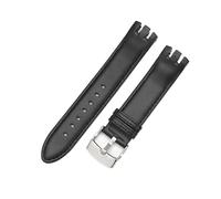 LQXHZ Genuine Leather Watch Strap Compatible With Swatch Yts401 402403g Waterproof Sweat-Proof Arc Interface Watchband Accessories20mm Wrist(Black-Steel)