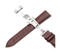 LQXHZ Genuine Leather Watch Straps 18mm20mm22mm24mm Butterfly Buckle Steel Band Bracelet(BROWN,22mm)