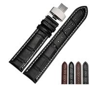 LQXHZ Genuine Leather Watchband 18mm 19mm 20mm 21mm 22mm Strap Compatible With Tissot Watch With Folding Buckle(Brown white line,20mm silver buckle)