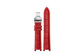 LQXHZ Genuine Leather Watchband 20mm X 12mm 18mm 10mm Compatible With Pasha Men Women Watch Band Butterfly Clasp Wrist Strap(Red silver buckle,18-10mm)
