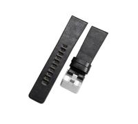 LQXHZ Genuine Leather Watchbands Compatible With Diesel Dz4290 Dz7395 Dz4344 Waterproof Cowhide Watch Strap 22 24 26 28 30mm(Black-Steel-K3,26mm)