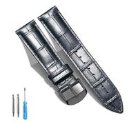 LQXHZ Leather Watch Band Genuine Calfskin Replacement Watch Strap 18mm 20mm 22mm 24mm(Black Black,24mm)
