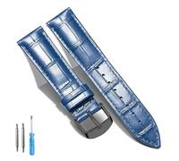 LQXHZ Leather Watch Band Genuine Calfskin Replacement Watch Strap 18mm 20mm 22mm 24mm(Blue Black,22mm)