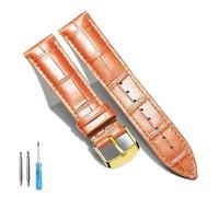 LQXHZ Leather Watch Band Genuine Calfskin Replacement Watch Strap 18mm 20mm 22mm 24mm(Light Brown Gold,16mm)