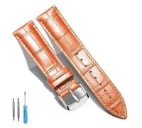 LQXHZ Leather Watch Band Genuine Calfskin Replacement Watch Strap 18mm 20mm 22mm 24mm(Light Brown silver,16mm)