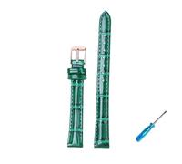 LQXHZ Leather Watch Strap 10mm 12mm 14mm 16mm 18mm 20mm Bright Band For Women Watch Shining(Green-rose gold,20mm)
