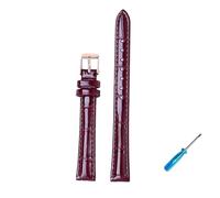 LQXHZ Leather Watch Strap 10mm 12mm 14mm 16mm 18mm 20mm Bright Band For Women Watch Shining(Wine red-rose gold,10mm)