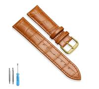 LQXHZ Leather Watch Strap 16mm 18mm 20mm 22mm 24mm Watchband For Women Men Accessories Solid Buckle Black Brown(Light brown-G,16mm)