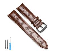 LQXHZ Leather Watch Strap 16mm 18mm 20mm 22mm 24mm Watchband For Women Men Accessories Solid Buckle Black Brown(Brown-BK,24mm)