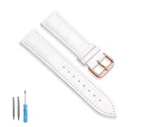 LQXHZ Leather Watch Strap 16mm 18mm 20mm 22mm 24mm Watchband For Women Men Accessories Solid Buckle Black Brown(White-RG,20mm)