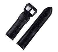 LQXHZ Men's Leather Strap 20mm 22mm 24mm 26mm Suitable Compatible With Panerai Blue Vintage Cowhide Handmade Custom Pin Buckle(Black black buckle,24mm)