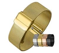 LQXHZ Mesh Milanese Watch Band Quick Release Stainless Steel Bracelet Adjustable Strap 18mm 20mm 22mm(Gold,22mm)