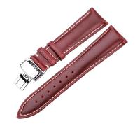 LQXHZ Oil Wax Cowhide Watch Band 18mm 20mm 22mm 24mm Blue Yellow Green Women Men Genuine Leather Strap Belt Butterfly Clasp Watchbands(Brown Red,20mm)