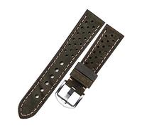 LQXHZ Porous Leather Strap For Watch Wrist Band Belt Breathable Genuine Leather Watch Bands Bracelet 20mm 22mm 23mm Vintage Green Gray(Green,20mm)