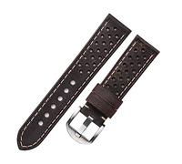 LQXHZ Porous Leather Strap For Watch Wrist Band Belt Breathable Genuine Leather Watch Bands Bracelet 20mm 22mm 23mm Vintage Green Gray(Coffee brown,20mm)