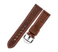 LQXHZ Porous Leather Strap For Watch Wrist Band Belt Breathable Genuine Leather Watch Bands Bracelet 20mm 22mm 23mm Vintage Green Gray(Brown,20mm)