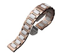 LQXHZ Quick Release Ceramic Watchband 14 15 16 17 18 19 20 21 22mm Black White Watch Strap For Men And Women Bracelet(Rosegold white,14mm)