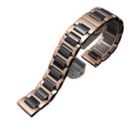 LQXHZ Quick Release Ceramic Watchband 14 15 16 17 18 19 20 21 22mm Black White Watch Strap For Men And Women Bracelet(Rosegold black,17mm)