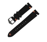 LQXHZ Soft Suede Strap 20mm 22mm Handmade Stitching Brown Watch Bands Calfskin Bracelet Quick Release Wristband Women Men Accessories(Black-BK,22mm)