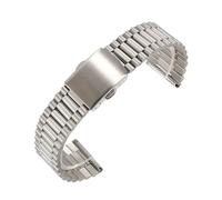 LQXHZ Solid Stainless Steel Strap 14mm 16mm 18mm 20mm Three Bead Watchband Men Women Metal Bracelet Watch Accessories(Silver,14mm)