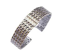 LQXHZ Solid Stainless Steel Watch Band Butterfly Buckle Strap 14 18 20mm(Steel Golden,16mm)
