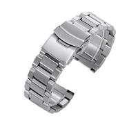 LQXHZ Solid Stainless Steel Watch Band Wristband Folding Buckle Metal Strap 18mm 19mm 20mm 21mm 22mm 23mm 24mm 25mm(Silver,22mm)