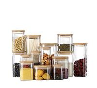 LQXHZ Square Sealed Glass Jars Kitchen Storage Tank Coffee Bean Storage Can Glass Mason Jar with Lid Food Container Organizer Bottle(6x20cm 550ml)