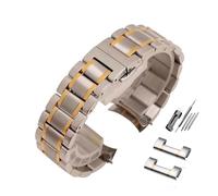 LQXHZ Stainless Steel Watchband Curved End Metal Wristwatches Band 14mm 15mm 16mm 17mm 18mm 19mm 20mm 21mm 22mm 23mm 24mm Watch Strap(Gold Stripe,18mm)