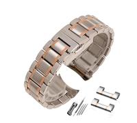 LQXHZ Stainless Steel Watchband Curved End Metal Wristwatches Band 14mm 15mm 16mm 17mm 18mm 19mm 20mm 21mm 22mm 23mm 24mm Watch Strap(Rose Gold Stripe,17mm)