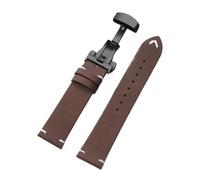 LQXHZ Stitching Leather Watch Strap 18mm 20mm 22mm Wristband Butterfly Buckle PU Watchband Quick Release(Dark Brown-BK,20mm)