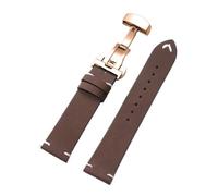 LQXHZ Stitching Leather Watch Strap 18mm 20mm 22mm Wristband Butterfly Buckle PU Watchband Quick Release(Dark Brown-REGD,20mm)