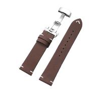 LQXHZ Stitching Leather Watch Strap 18mm 20mm 22mm Wristband Butterfly Buckle PU Watchband Quick Release(Dark Brown-SV,18mm)