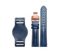 LQXHZ The First Layer Cowhide Genuine Leather Bracelet 18mm 20mm 21mm 22mm Watch Strap Matte Watchband With Mat Wine Wristwatches Band(Blue-rose,22mm)
