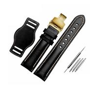 LQXHZ The First Layer Cowhide Genuine Leather Bracelet 18mm 20mm 21mm 22mm Watch Strap Matte Watchband With Mat Wine Wristwatches Band(Black-gold,21mm)