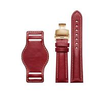 LQXHZ The First Layer Cowhide Genuine Leather Bracelet 18mm 20mm 21mm 22mm Watch Strap Matte Watchband With Mat Wine Wristwatches Band(Red-gold,20mm)