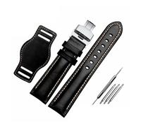 LQXHZ The First Layer Cowhide Genuine Leather Bracelet 18mm 20mm 21mm 22mm Watch Strap Matte Watchband With Mat Wine Wristwatches Band(Black-silver,20mm)